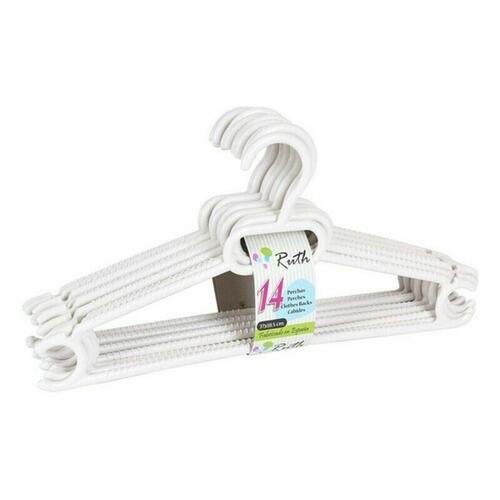 Dem Ruth bøjler i plastik - 14 stk., hvid, 37 × 18,5 × 8 cm (8 pakker)