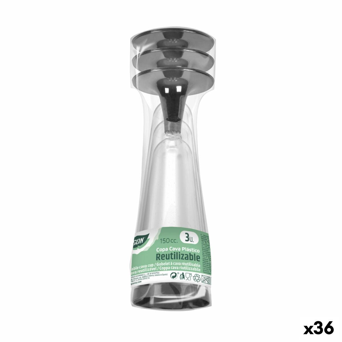 Algon genanvendelige cavaglas, sort kant - 36 stk., 150 ml (3 dele)