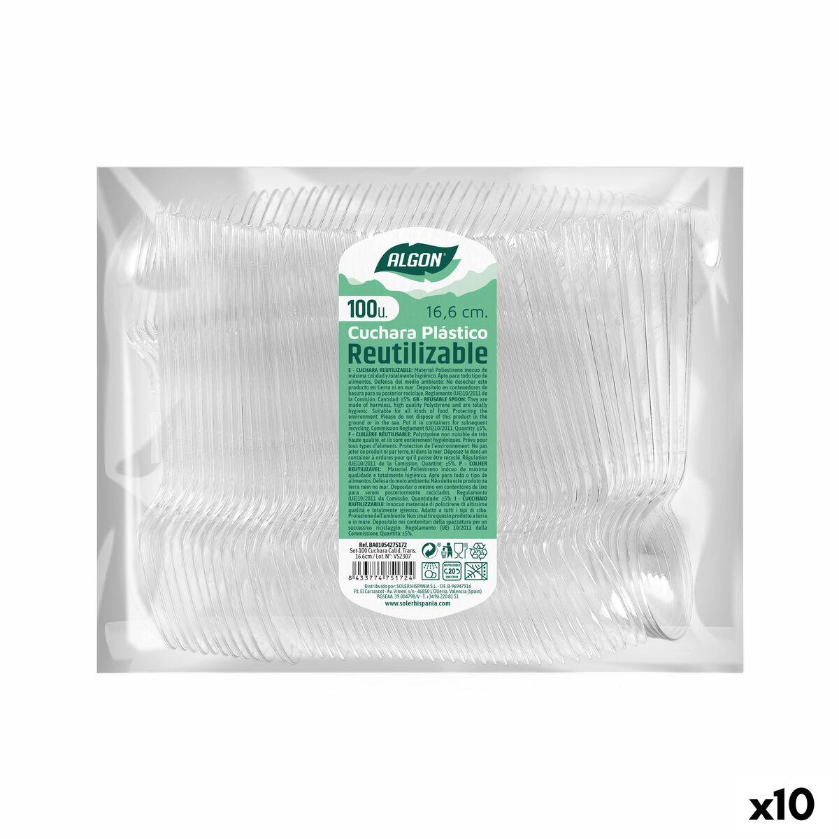 Algon genanvendelige plastikskeer, gennemsigtige - 10 stk., 16,6 cm