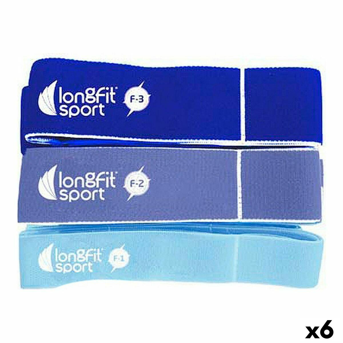 Elastiske modstandsbånd LongFit Sport Blå 3 Dele (6 enheder)