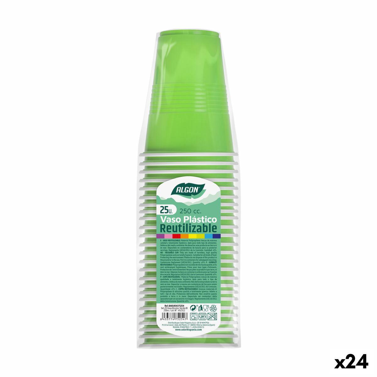 Algon genanvendelige engangskopper - grøn, 24 stk., 250 ml