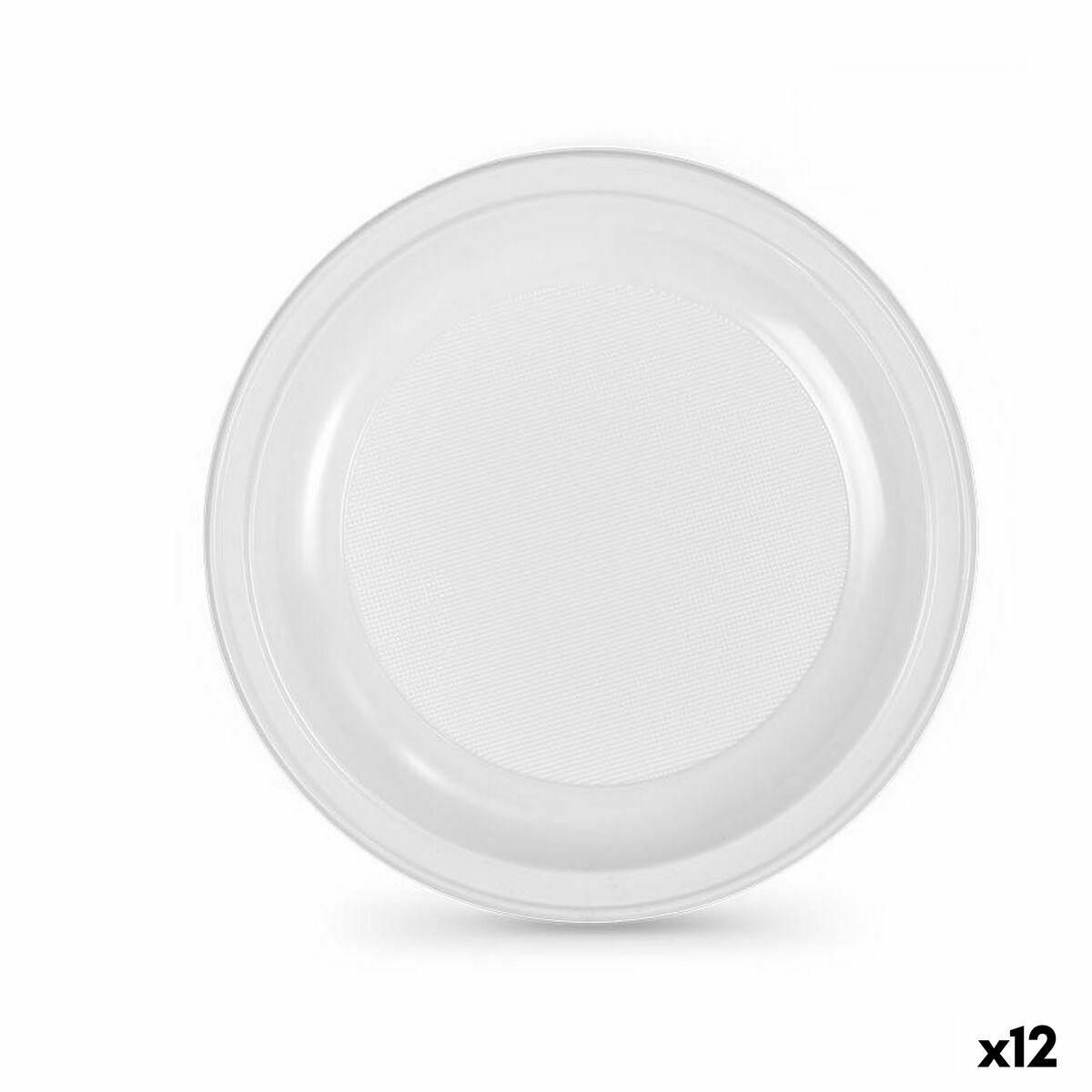Algon genanvendelige engangstallerkener, hvid plastik 28 × 28 × 2 cm - 24 stk.