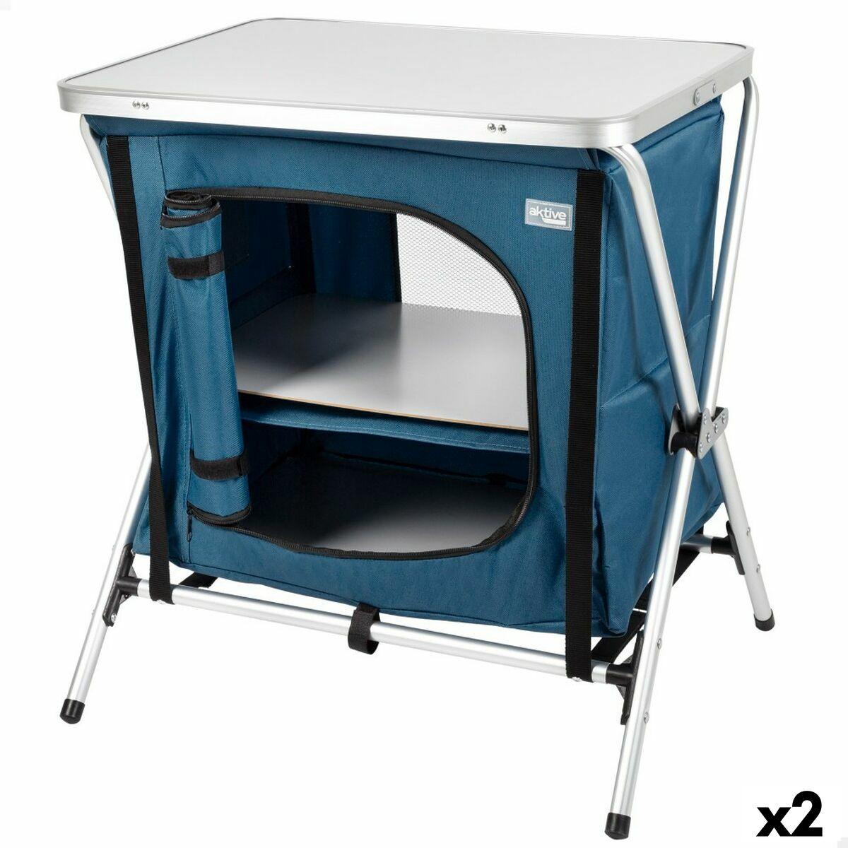 Campingskab Aktive Foldbar Blå 2 enheder 60 x 67 x 44 cm