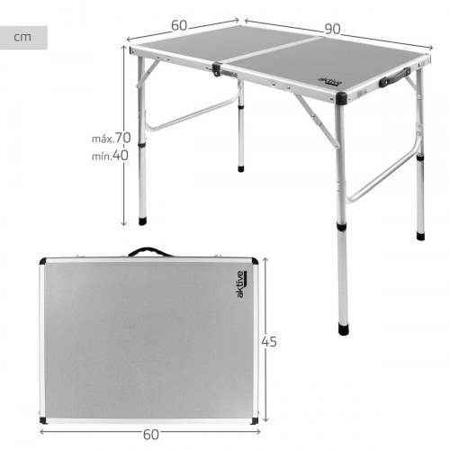 Aktive sammenklappeligt campingbord - grå, 90 × 70 × 60 cm (2 stk.)