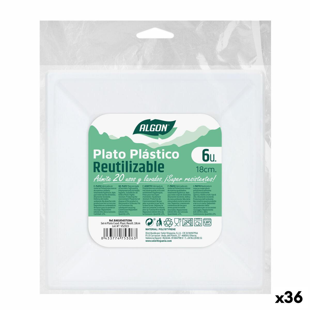 Sæt Af Genanvendelige Tallekener Algon Firkantet Plastik 18 X 18 X 2 Cm 36 Enheder