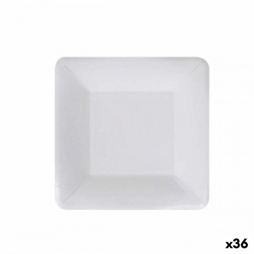 Algon engangstallerkener, firkantede - hvid pap, 18 cm (36 stk.)