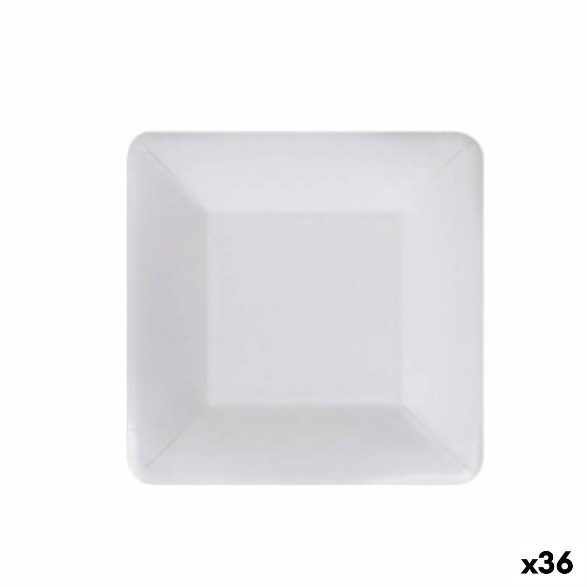 Algon engangstallerkener, firkantede - hvid pap, 18 cm (36 stk.)
