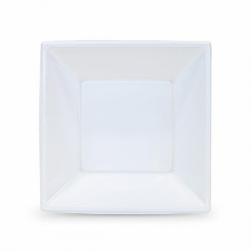 Algon genanvendelige firkantede plasttallerkener, hvide 18 × 18 × 4 cm - sæt med 24