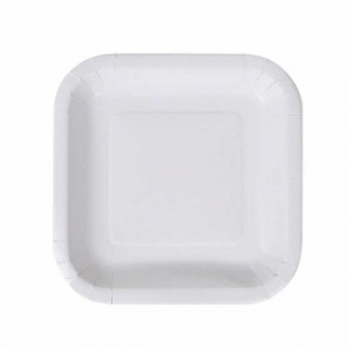 Algon engangstallerkener i pap, hvid, 20 cm - 36 pk