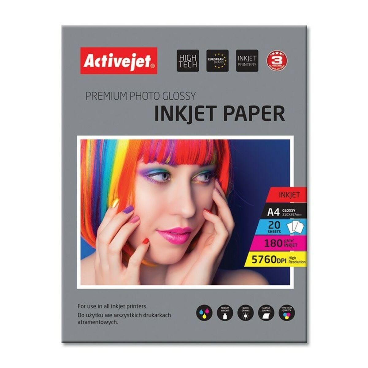 Activejet Glossy fotopapir A4 - 180 g/m², 20 ark