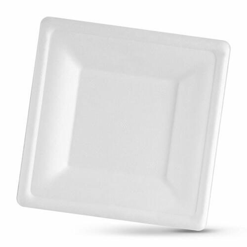 plade Algon Engangsanvendelse Hvid Sukkerrør Firkantet 26 cm (24 enheder)