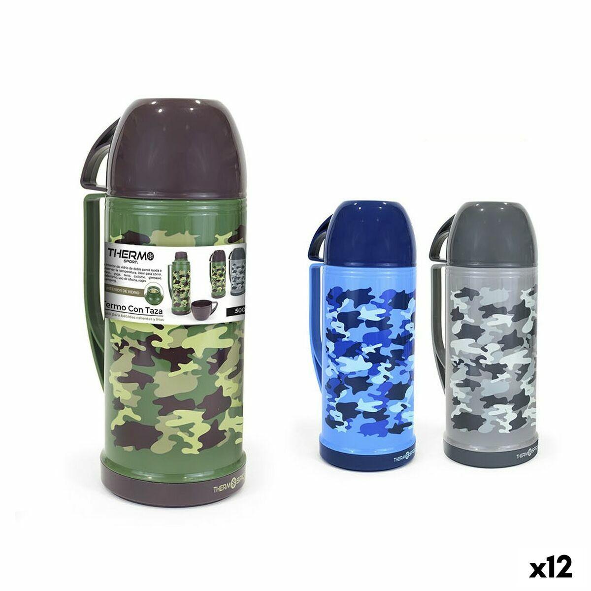 ThermoSport rejse termokolbe - pakke á 12 stk., plast, camouflage