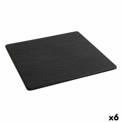 Flad Plade Inde Africa Sort Melamin Firkantet 35 x 35 x 0,7 cm (6 enheder)