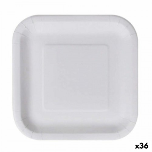 Algon engangstallerkener i pap, firkantede 26 cm - hvid (36 stk)