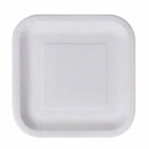 Algon engangstallerkener i pap, firkantede 26 cm - hvid (36 stk)