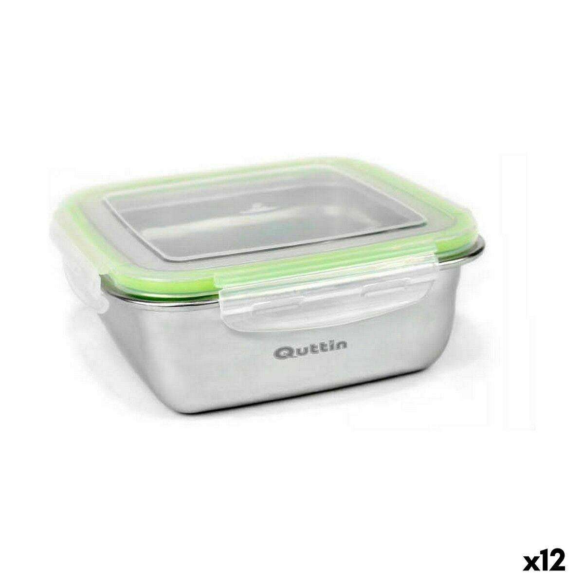 Hermetisk Madkasse Quttin Firkantet Rustfrit Stål 400 Ml 12 X 12 X 6 Cm 12 Enheder