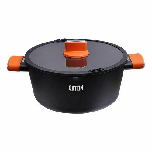 Gryde Med Glaslåg Quttin Gastro Sort Orange 34,5 x 25,5 x 12 cm (6 enheder)