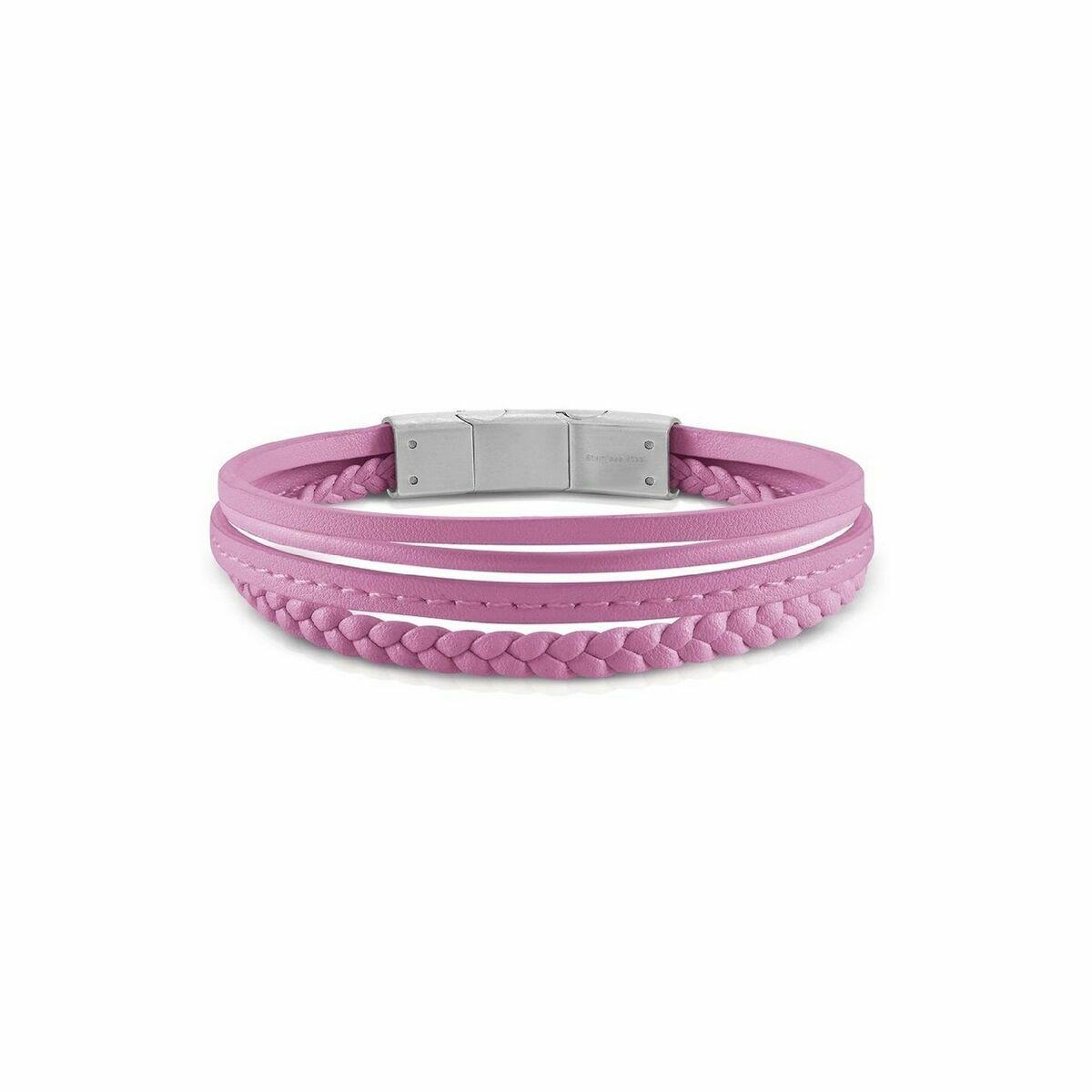 Guess armbånd til kvinder - pink læder, sølvfarvet detalje