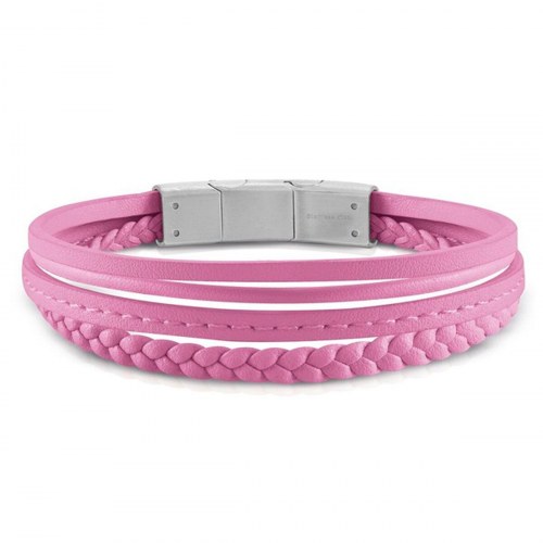 Guess armbånd til kvinder - pink læder, sølvfarvet detalje
