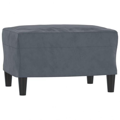 Sofastol med fodskammel i velour - 60 cm sæde, mørkegrå