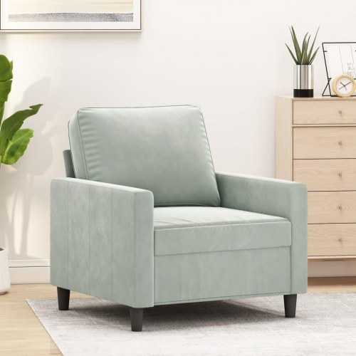 Lænestol i velour - 60 cm sædebredde, lysegrå