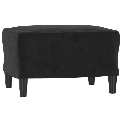 Sofastol med fodskammel 60 cm i velour - sort