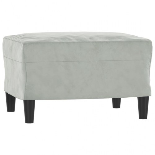 Sofastol med fodskammel i velour - 60 cm sædebredde, lysegrå