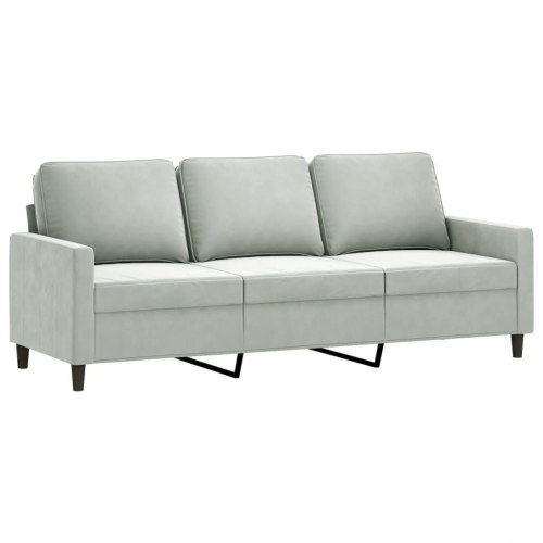 Sofasæt i velour - 3 dele med hynder, lysegrå