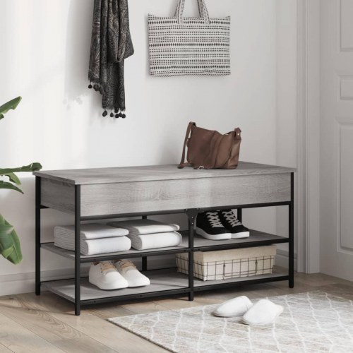 Skobænk med opbevaring 100 x 42,5 x 50 cm - grå sonoma-eg