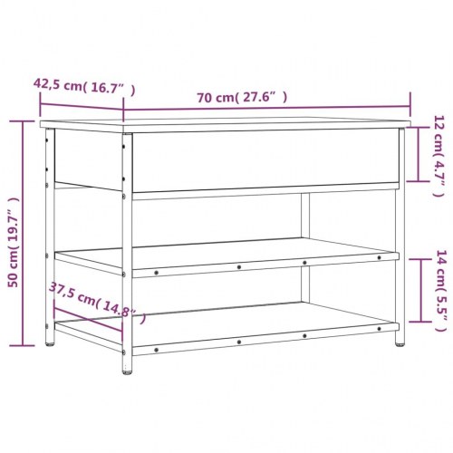 Skobænk 70x42,5x50 cm konstrueret træ sonoma-eg