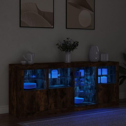 Skænk med LED-lys - 164 × 37 × 67 cm, røget egetræsfarve