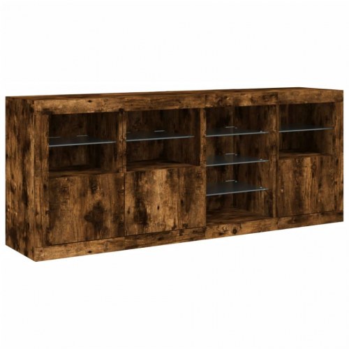 Skænk med LED-lys - 164 × 37 × 67 cm, røget egetræsfarve