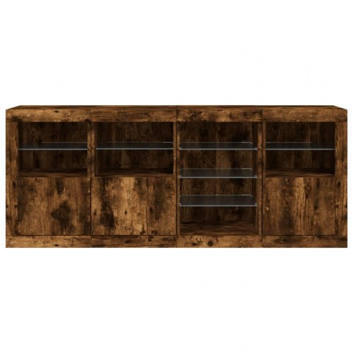 Skænk med LED-lys - 164 × 37 × 67 cm, røget egetræsfarve