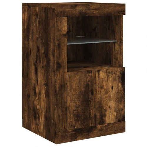 Skænk med LED-lys - 164 × 37 × 67 cm, røget egetræsfarve