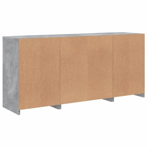 Skænk med LED-lys - betongrå, 142,5 x 37 x 67 cm