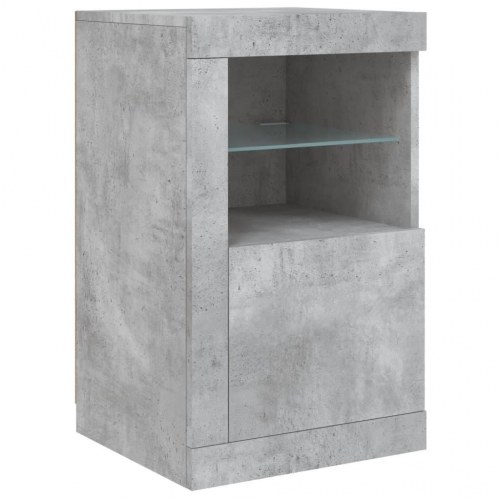 Skænk med LED-lys - betongrå, 142,5 x 37 x 67 cm
