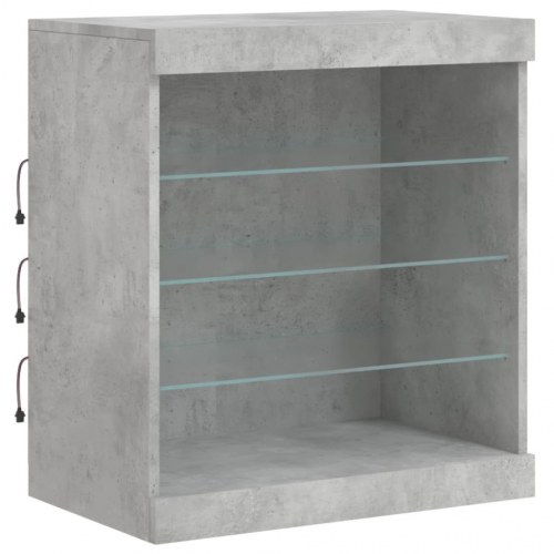 Skænk med LED-lys - betongrå, 142,5 x 37 x 67 cm