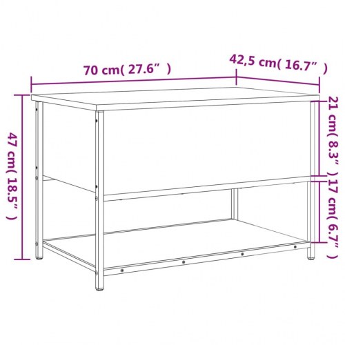 Opbevaringsbænk 70 × 42,5 × 47 cm - konstrueret træ, grå sonoma-eg
