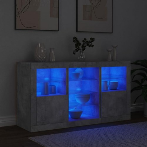 Skænk med LED-lys 123×37×67 cm - betongrå