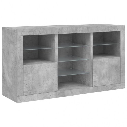 Skænk med LED-lys 123×37×67 cm - betongrå