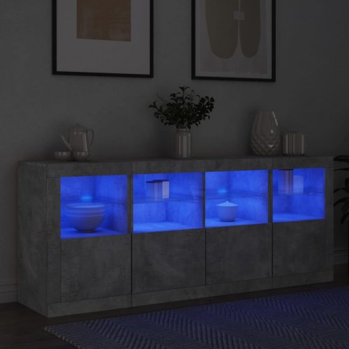 Skænk med LED-lys 163 x 37 x 67 cm - betongrå