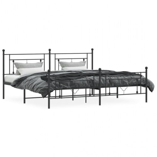 Sengeramme med sengegavl og fodgærde 200x200 cm metal sort