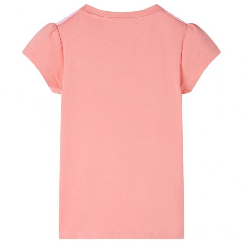 T-shirt til børn str. 140 - lys koralfarve med regnbue