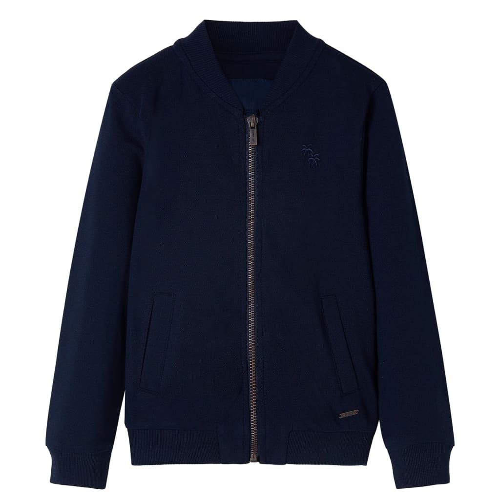 Sweatshirt til børn str. 116 med lynlås marineblå