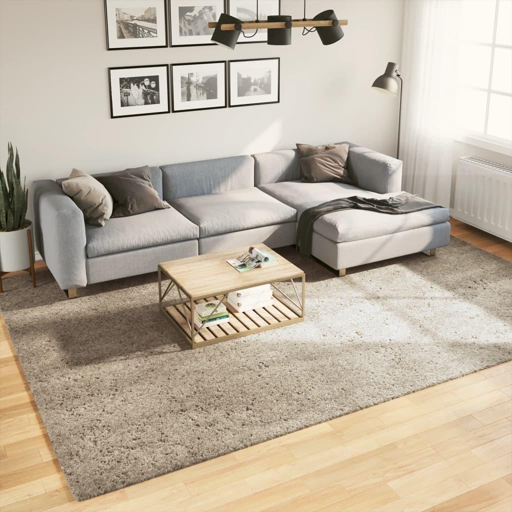 Gulvtæppe ISTAN 240x340 cm lang luv skinnende look beige