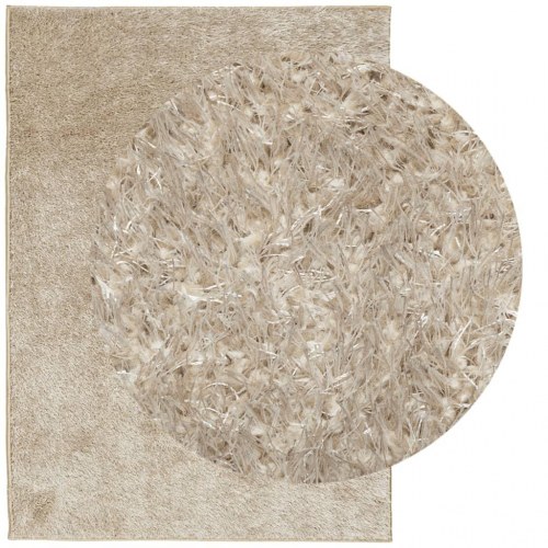 Gulvtæppe ISTAN 240x340 cm lang luv skinnende look beige