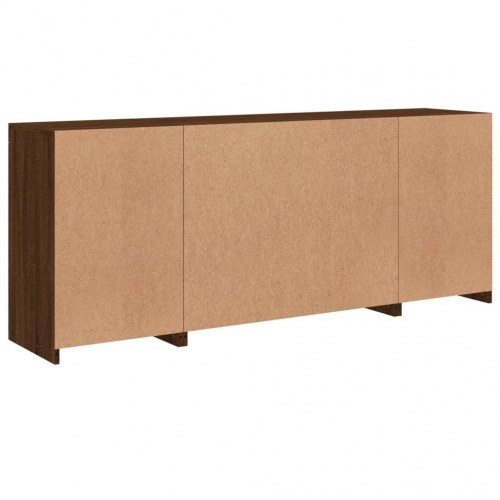 Skænk med LED-lys 163x37x67cm brun egetræsfarve