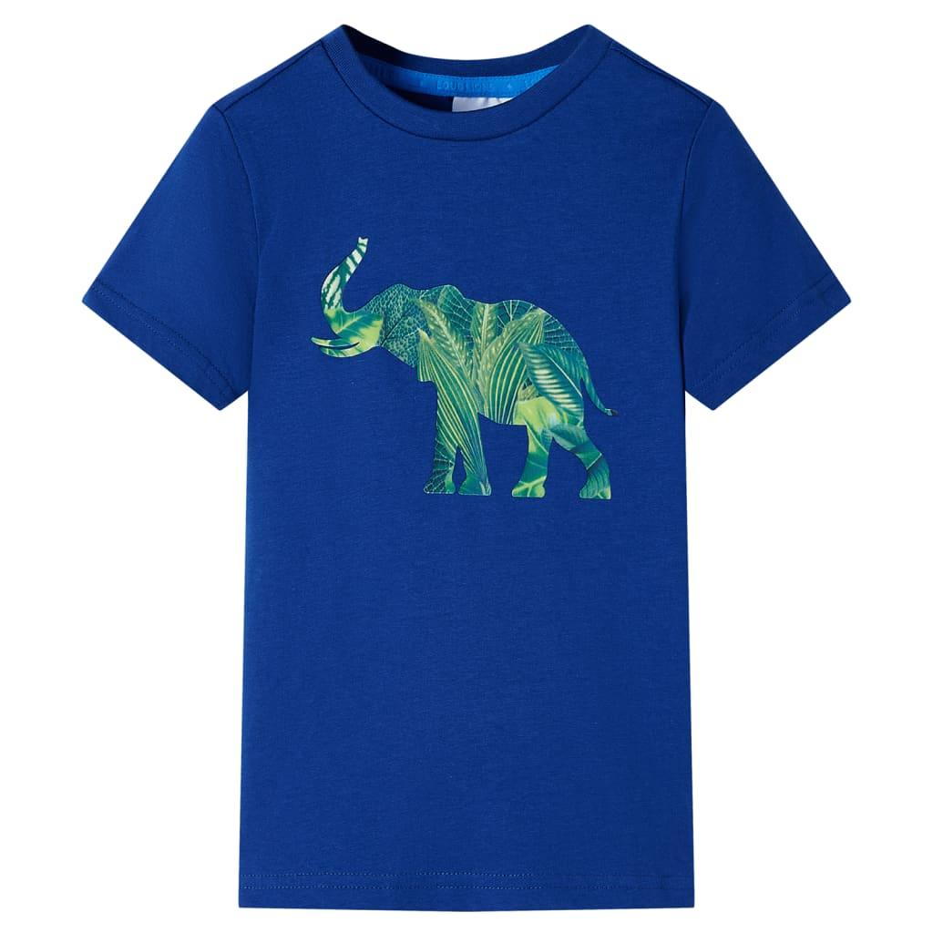 T-shirt til børn str. 140 - mørkeblå med elefantprint