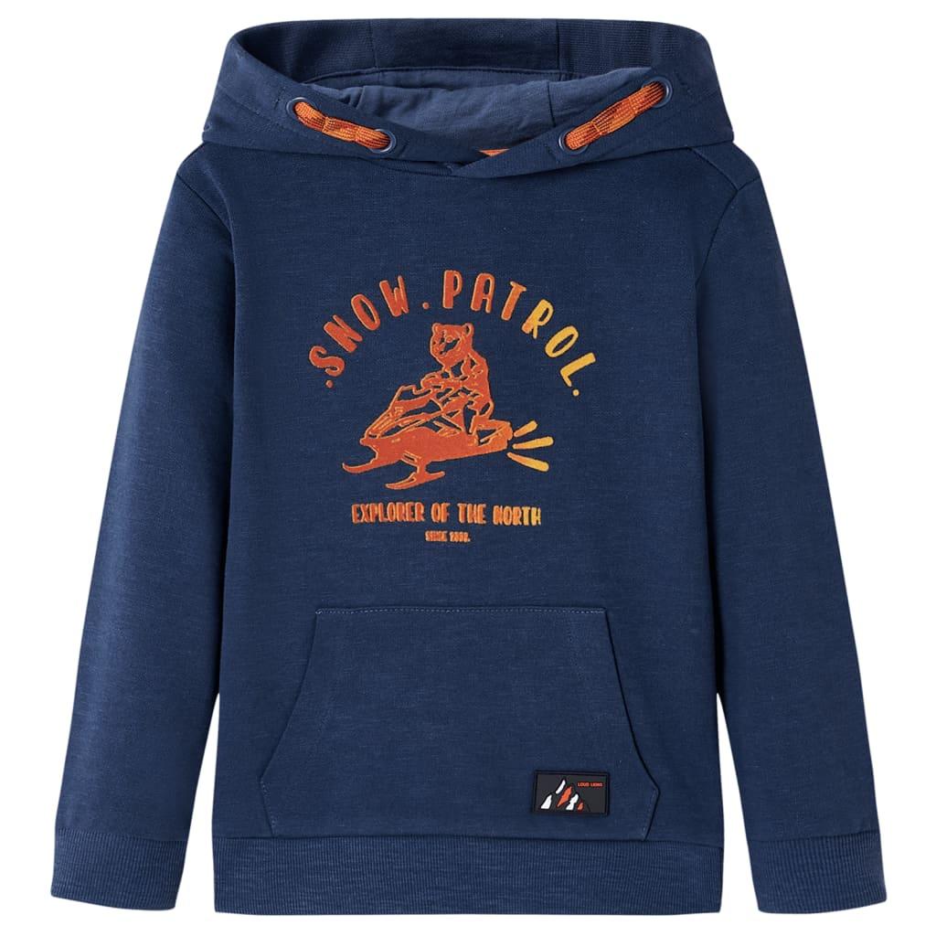 Hættetrøje til børn str. 140 - blåmeleret/orange med SNOW PATROL print