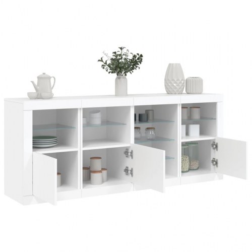 Skænk med LED-lys 164 × 37 × 67 cm - hvid